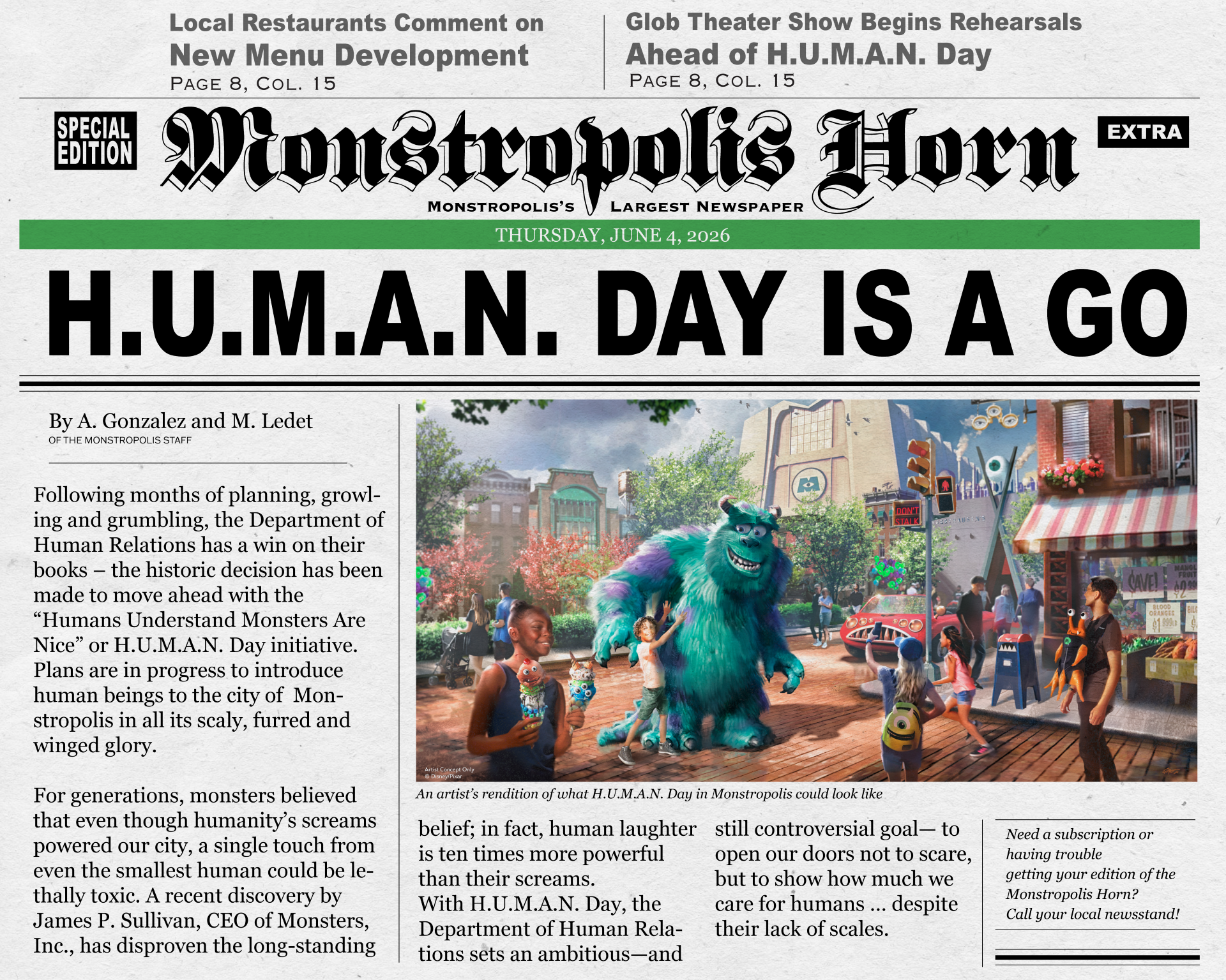 HUMAN Day at Monstropolis at Disney World